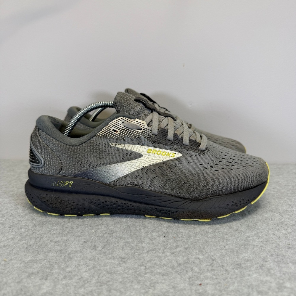 Brooks Ghost Men's Gray and Yellow Running Shoes - Picture 4 of 10